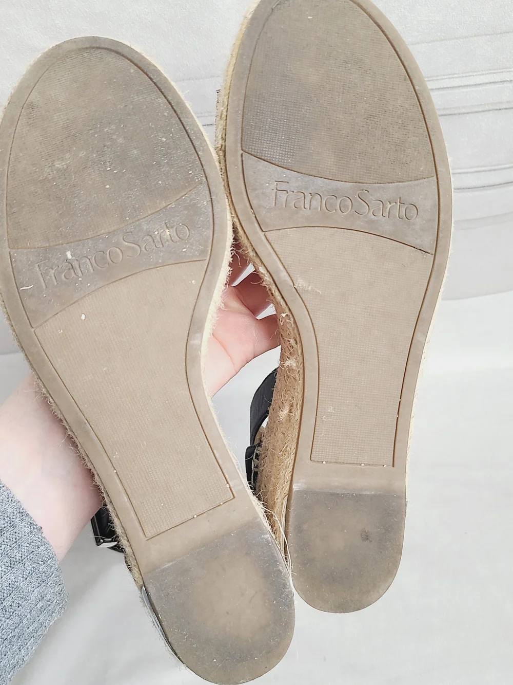 Franco Sarto Black Espadrille Wedge Sandals
